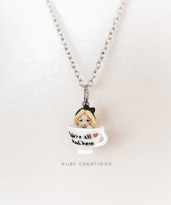 Miniature Girl In A Cup Necklace, Cute Unique Jewelry