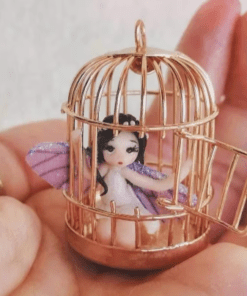 Enchanted Fairy in a Cage Necklace | Unique Polymer Clay Charm