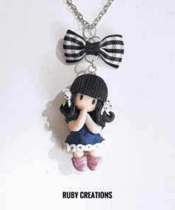 Alternative view of Cute Ruby doll necklace, One-of-a-kind Handmade doll charm