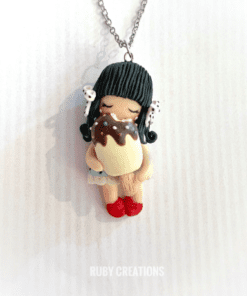 Sweet Summer Fun: Handmade Polymer Clay Girl & Ice Cream Necklace