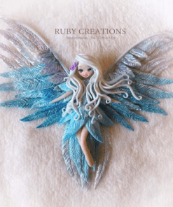 Frost Phoenix Doll Necklace, Handmade  Polymer Clay Jewelry