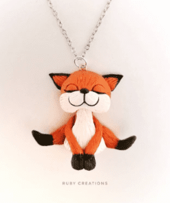 One of a kind fox necklace, Cute polymer clay animal pendant