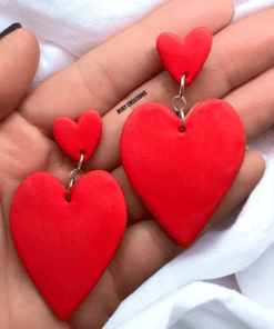 Alternative view of Heart earrings, Red hearts earrings