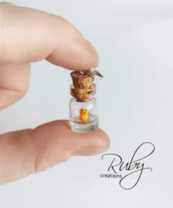 Miniature glass bottle pendant, Mini duck in bottle pendant