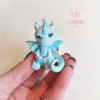 Cute blue dragon necklace, handmade figurine pendant