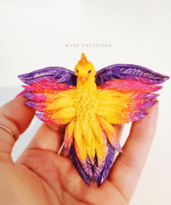 Fire Phoenix necklace, One Of  A Kind Polymer Clay Jewelry