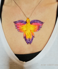 Alternative view of Fire Phoenix necklace, One Of  A Kind Polymer Clay Jewelry