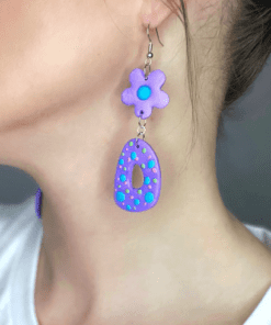 Purple horseshoe earrings, Lovely dots earrings
