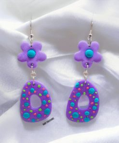 Alternative view of Purple horseshoe earrings, Lovely dots earrings