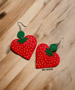 Alternative view of Unique Strawberry Earrings: Adorable Polymer Clay Fruit Jewelry