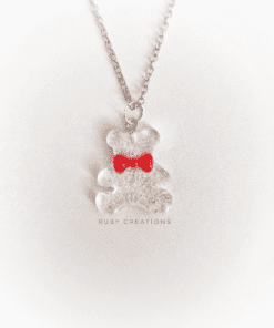 Teddy bear resin necklace, Teddy pendant