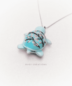 Alternative view of Blue Cherry Blossom Turtle necklace