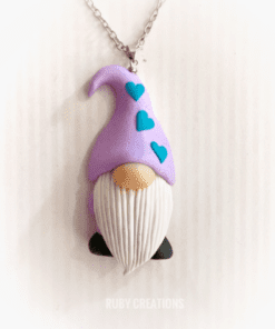 Valentines jewelry, Purple gnome necklace