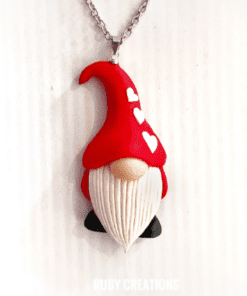 Valentines jewelry, Red gnome necklace