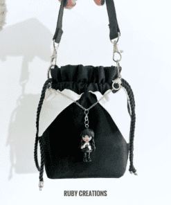 Wednesday Addams bag, Cute bag with doll pendant