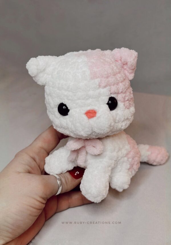 white-pink kitten plush