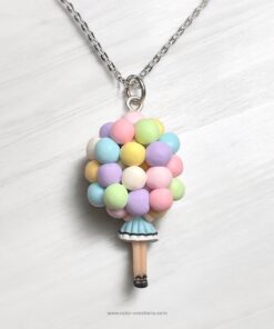 Girl With Balloons Necklace-Blue