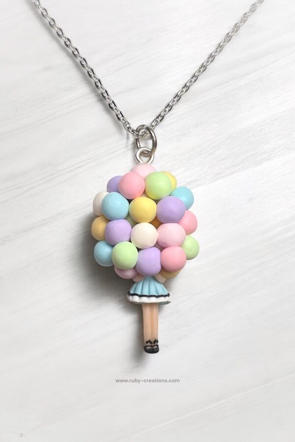 Girl With Balloons Necklace-Blue