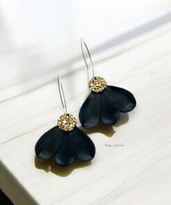 Elegant Black Petal Earrings