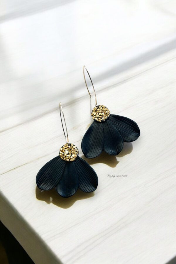 Elegant Black Petal Earrings