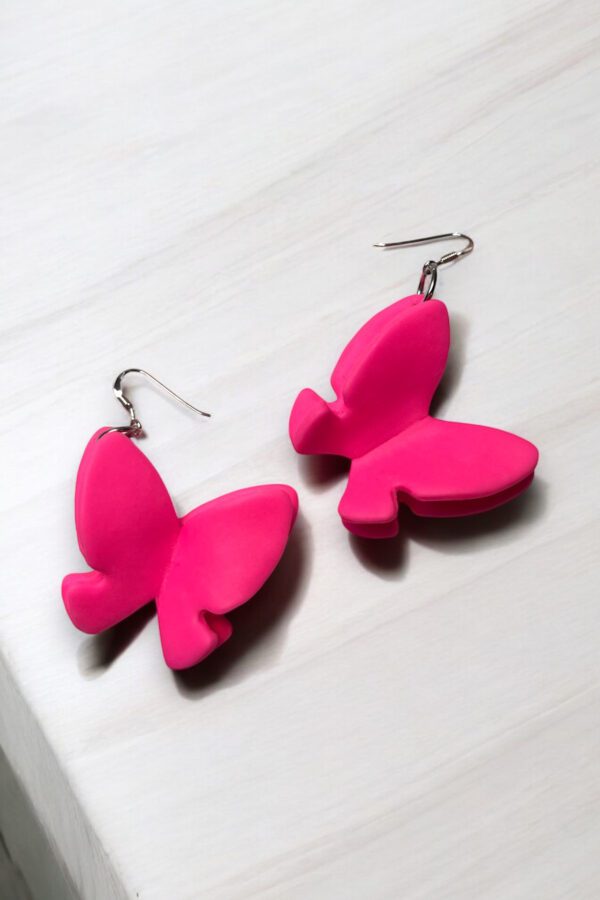 Neon Pink Butterfly Earrings