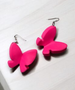 Neon Pink Butterfly Earrings