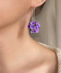 Alternative view of Elegant Purple Flower Earrings