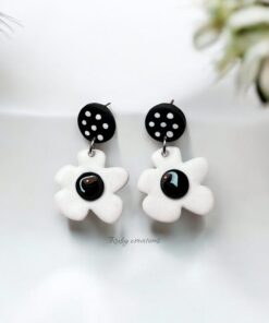 Playful Polka Dot Daisy Earrings