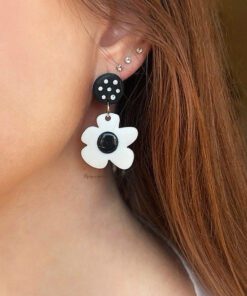 Alternative view of Playful Polka Dot Daisy Earrings
