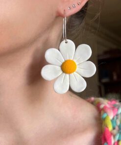 Alternative view of Daisy Dangle Earrings - Handmade Polymer Clay