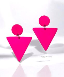 Neon Pink Geometric Statement Earrings
