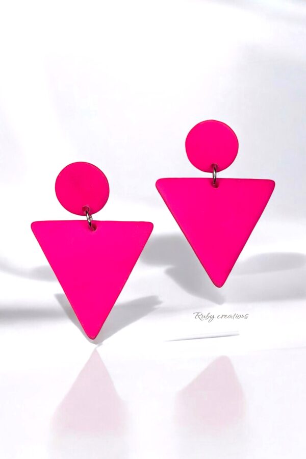 Neon Pink Geometric Statement Earrings