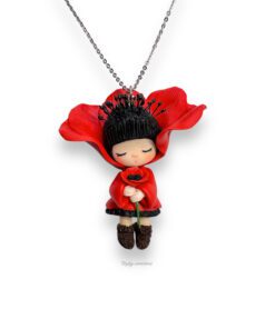 Alternative view of Handmade Poppy Necklace | Flowerettes Jewelry by Ruby Creations