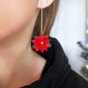 Handmade polymer clay Christmas earrings with intricate poinsettia flower details