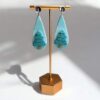 Lightweight turquoise Christmas Tree Earrings, festive handmade design
