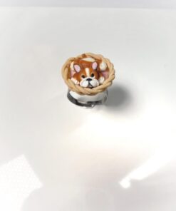 Polymer Clay Bulldog Ring: Handmade Dog Jewelry, Adjustable Stainless Steel Band