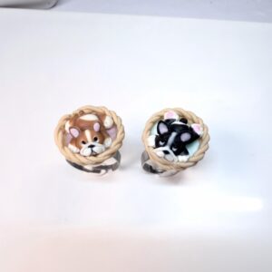 Alternative view of Polymer Clay Bulldog Ring: Handmade Dog Jewelry, Adjustable Stainless Steel Band