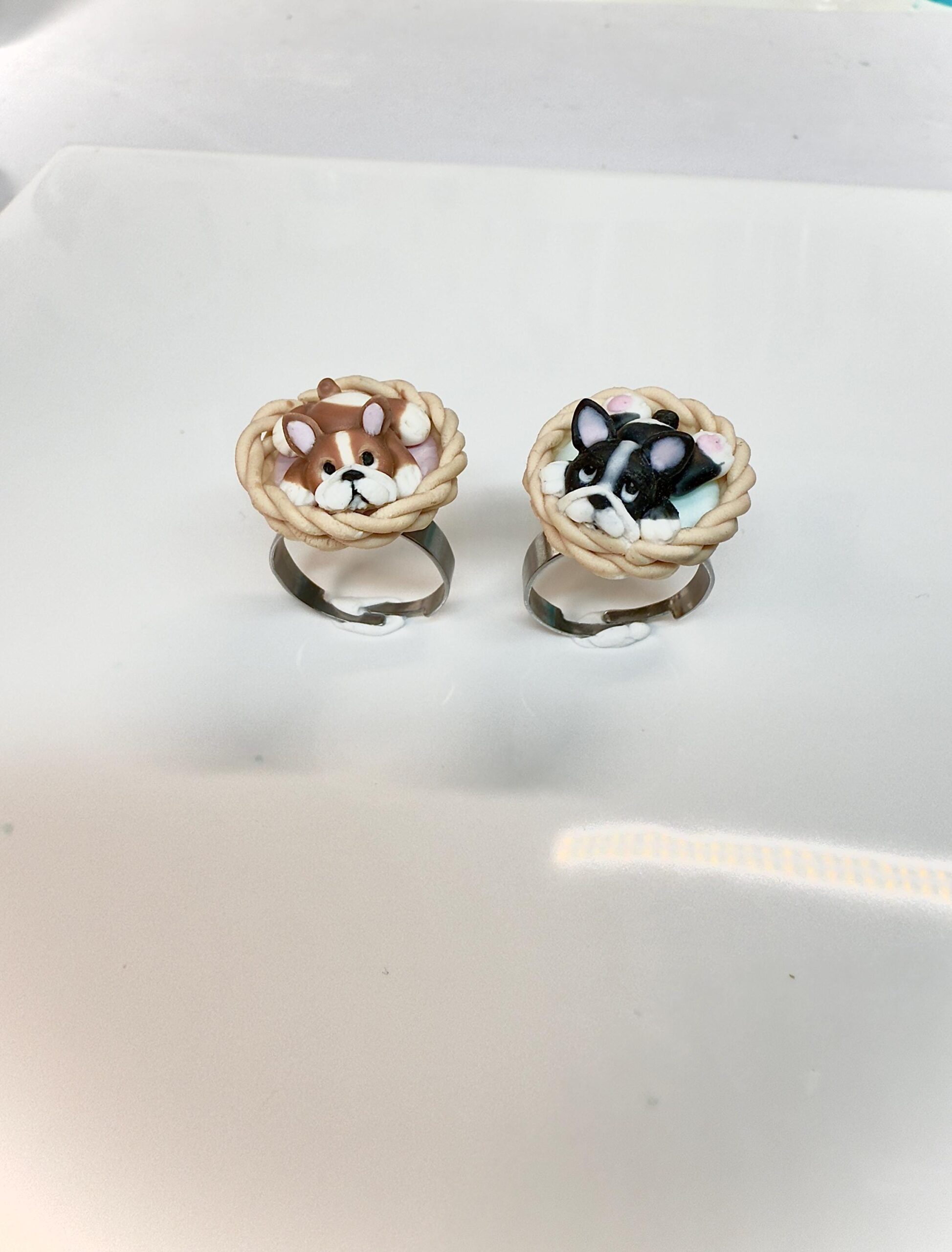 Polymer Clay Bulldog Ring: Dog Jewelry, Adjustable Stainless Steel Gift for Pet Lovers - Image 3