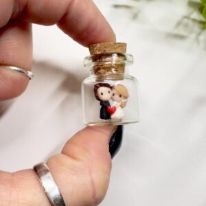 Tiny Bride and Groom in Glass Bottle: Personalized Wedding Keepsake