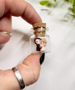 Tiny Bride and Groom in Glass Bottle: Personalized Wedding Keepsake