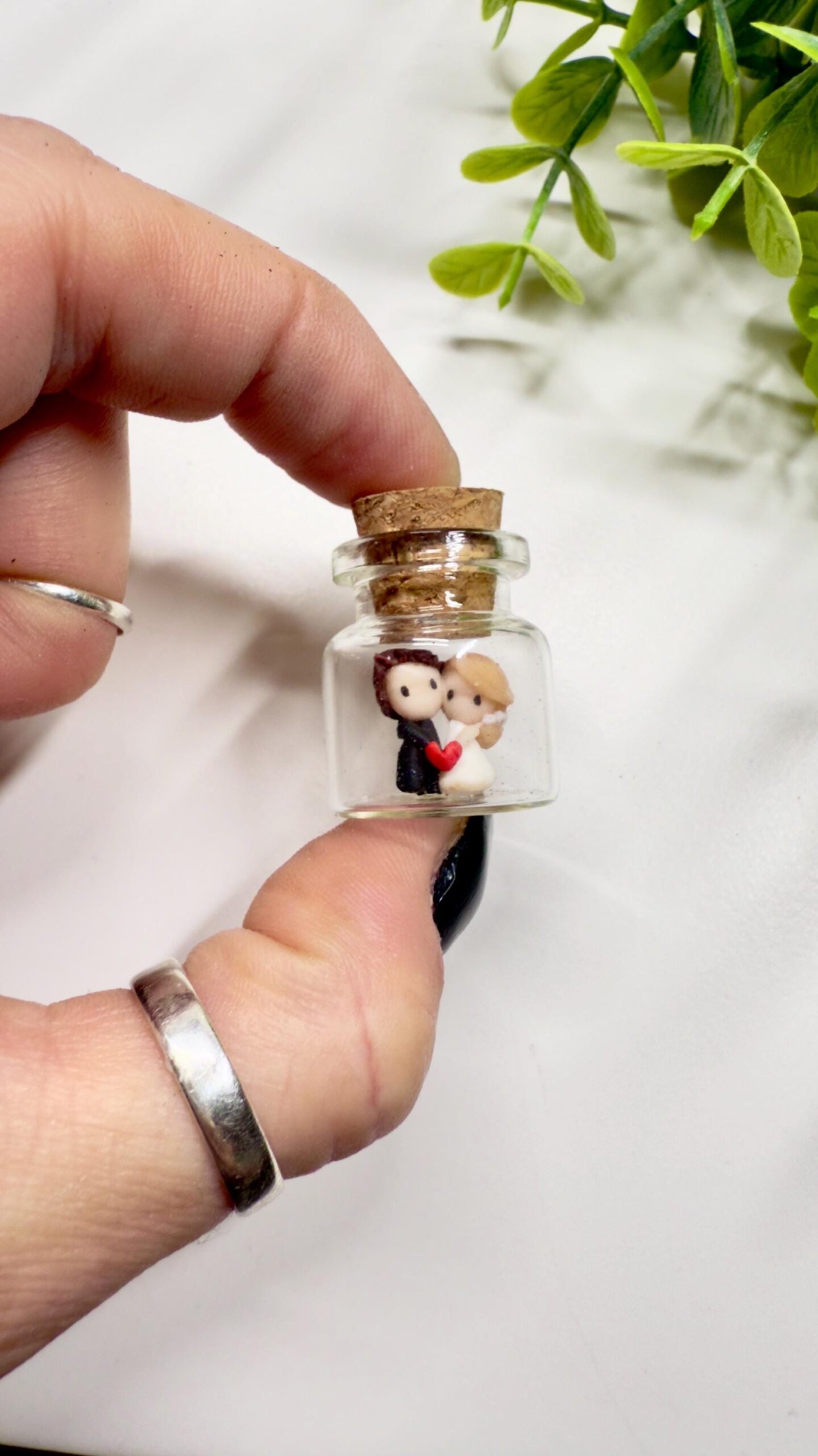 Tiny Bride and Groom in Glass Bottle: Personalized Wedding Keepsake