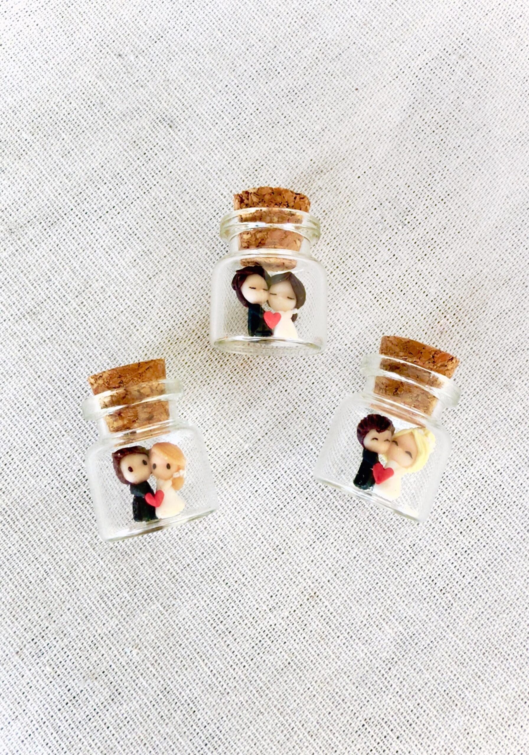 Tiny Bride and Groom in Glass Bottle: Personalized Wedding Keepsake - Image 3