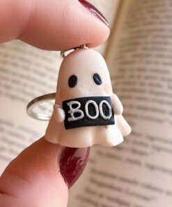 Alternative view of Polymer Clay Ghost Keychain: Handmade Halloween Charm