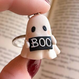 Alternative view of Polymer Clay Ghost Keychain: Handmade Halloween Charm