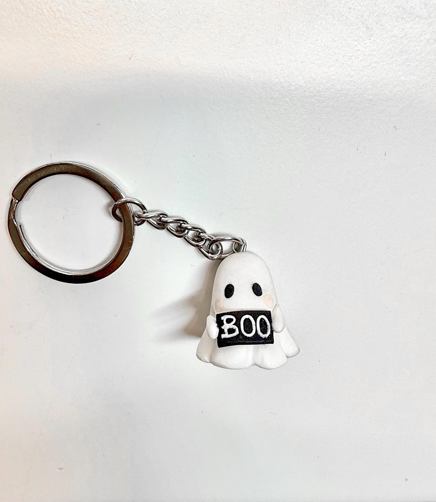 Polymer Clay Ghost Keychain: Handmade Halloween Charm - Image 4