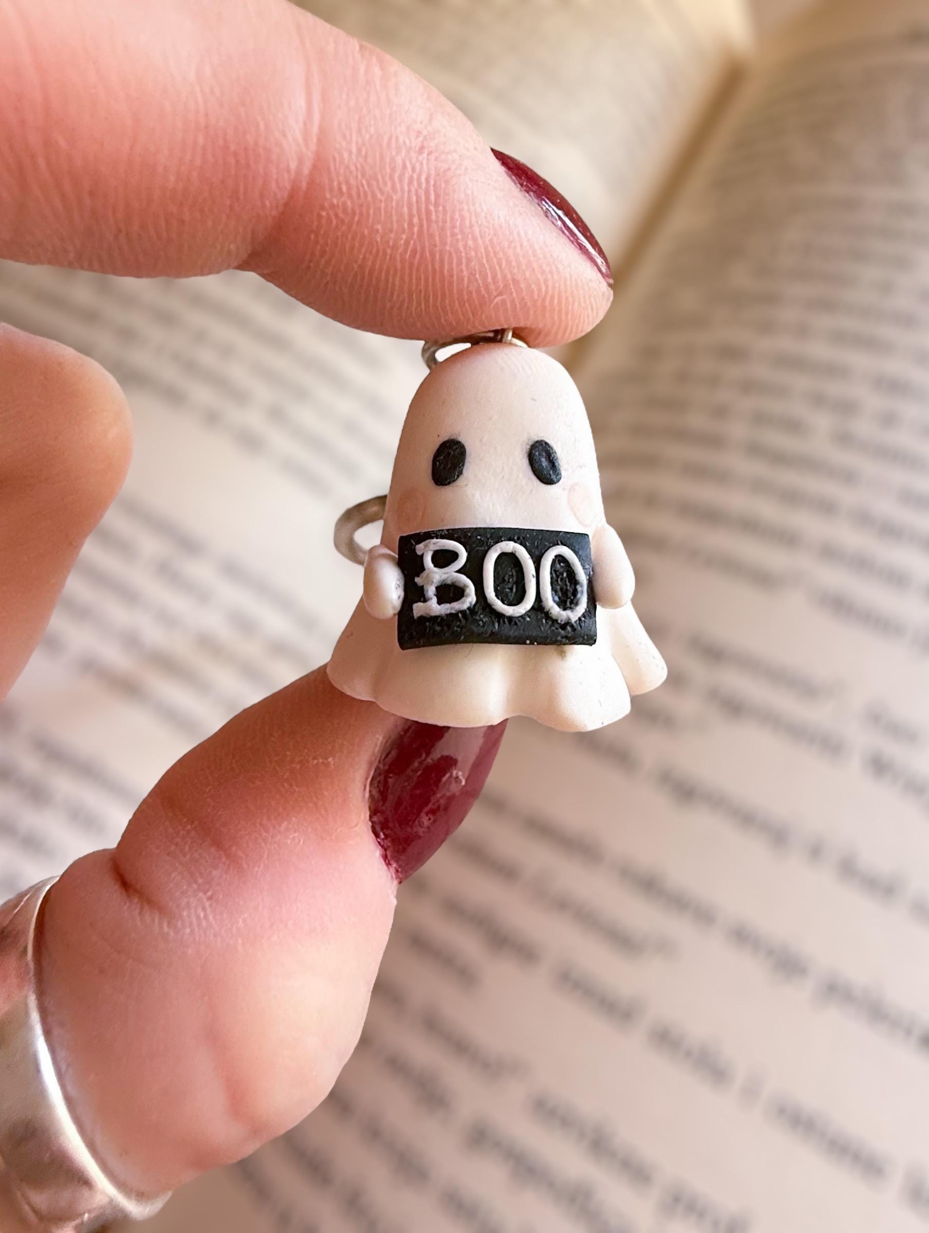 Polymer Clay Ghost Keychain: Handmade Halloween Charm - Image 5