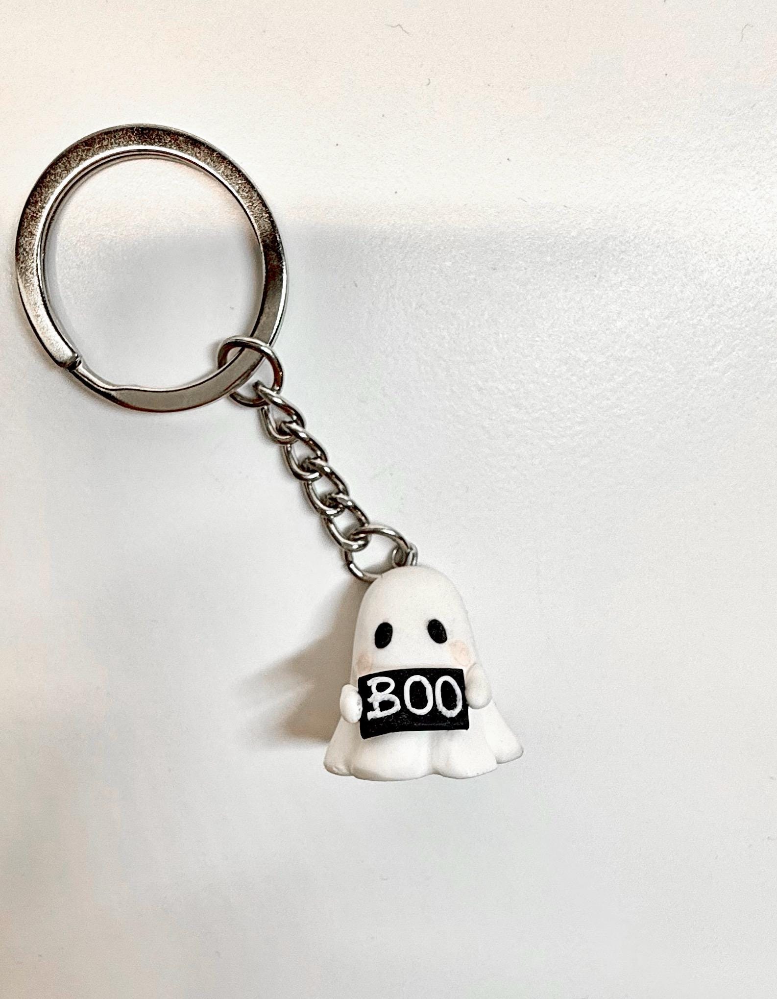 Polymer Clay Ghost Keychain: Handmade Halloween Charm - Image 6