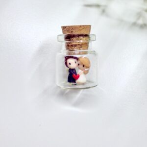 Alternative view of Tiny Bride and Groom in Glass Bottle: Personalized Wedding Keepsake
