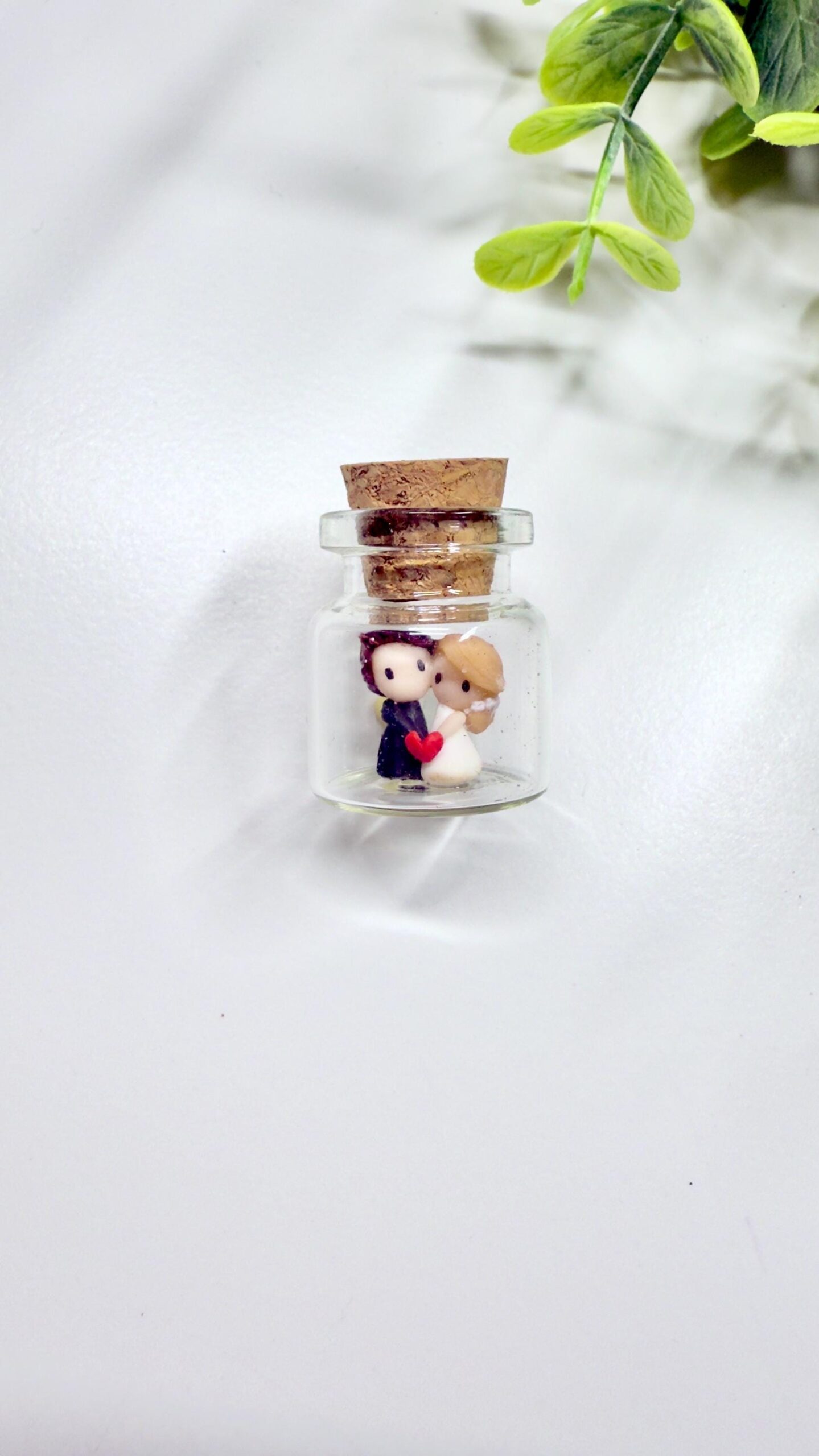 Tiny Bride and Groom in Glass Bottle: Personalized Wedding Keepsake - Image 2