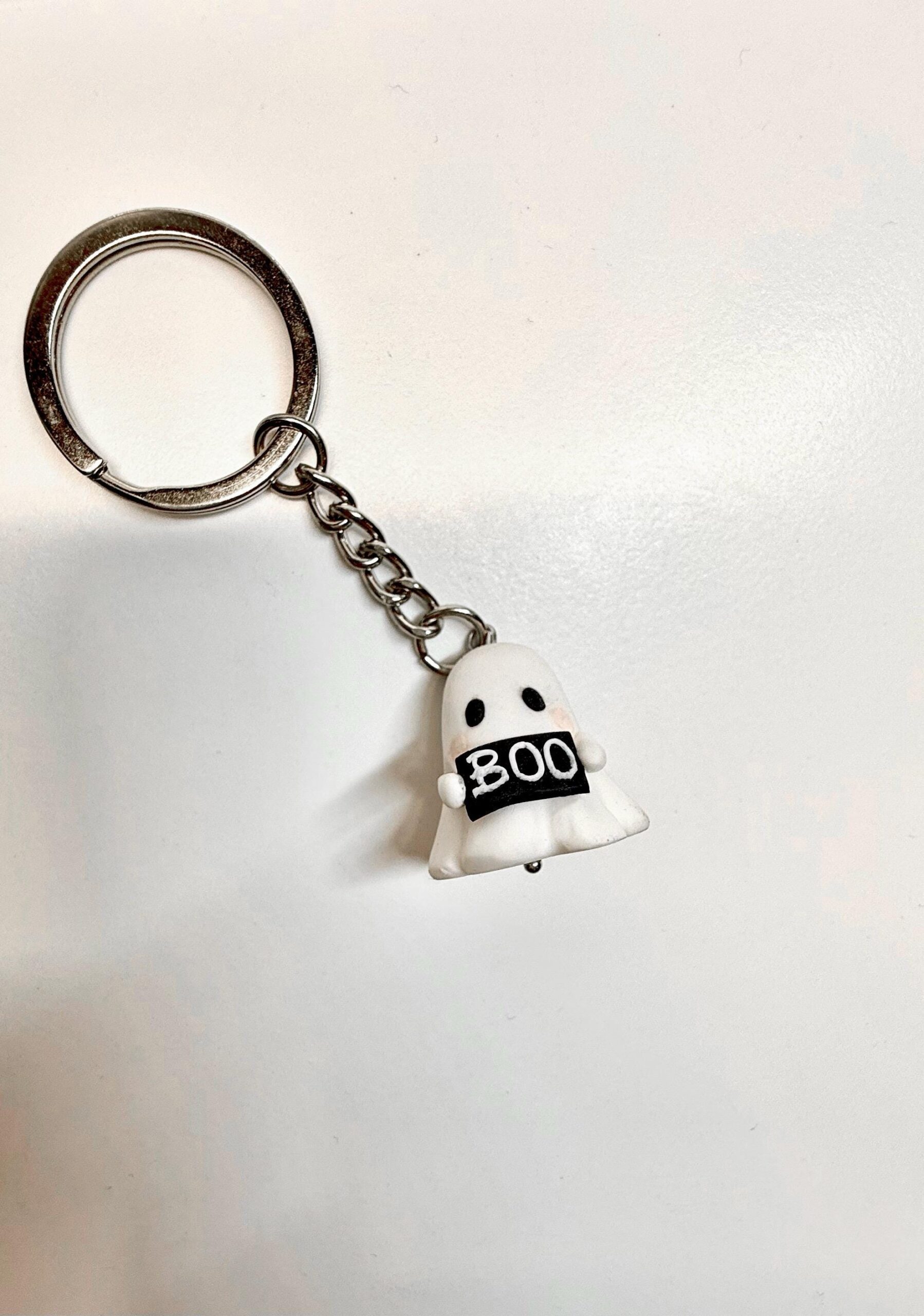 Polymer Clay Ghost Keychain: Handmade Halloween Charm - Image 8